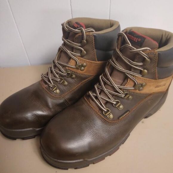 Wolverine Men's Brown Leather Steel Toe Work Hiking Boots Wide - Picture 1 of 3